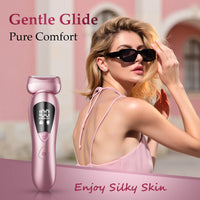Electric Razor for Women, 2-In-1 Womens Electric Razor, Rechargeable Cordless Bikini Trimmer Shaver, IPX7 Waterproof Wet Dry Body Pubic Hair Trimmer, Lady Shaver for Face, Underarm & Legs