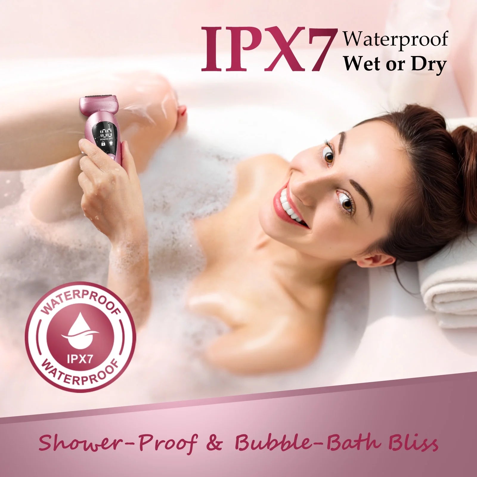 Electric Razor for Women, 2-In-1 Womens Electric Razor, Rechargeable Cordless Bikini Trimmer Shaver, IPX7 Waterproof Wet Dry Body Pubic Hair Trimmer, Lady Shaver for Face, Underarm & Legs