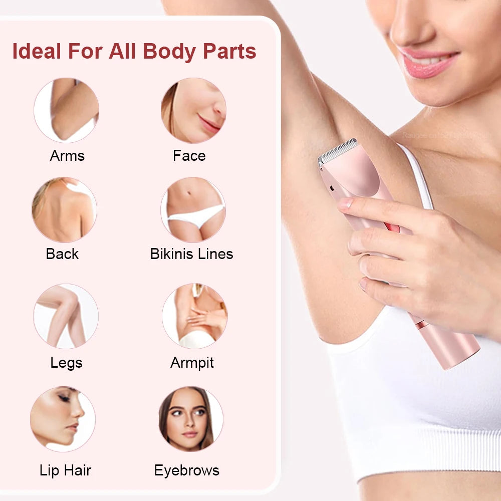Electric Shaver for Women Portable Mini Rechargeable Epilator Female Painless Electric Razor Women'S Dual Head Bikini Trimmer